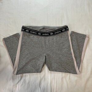Umbro Gray White Black High Waist Athletic Workout 3/4 Leggings | Size XL